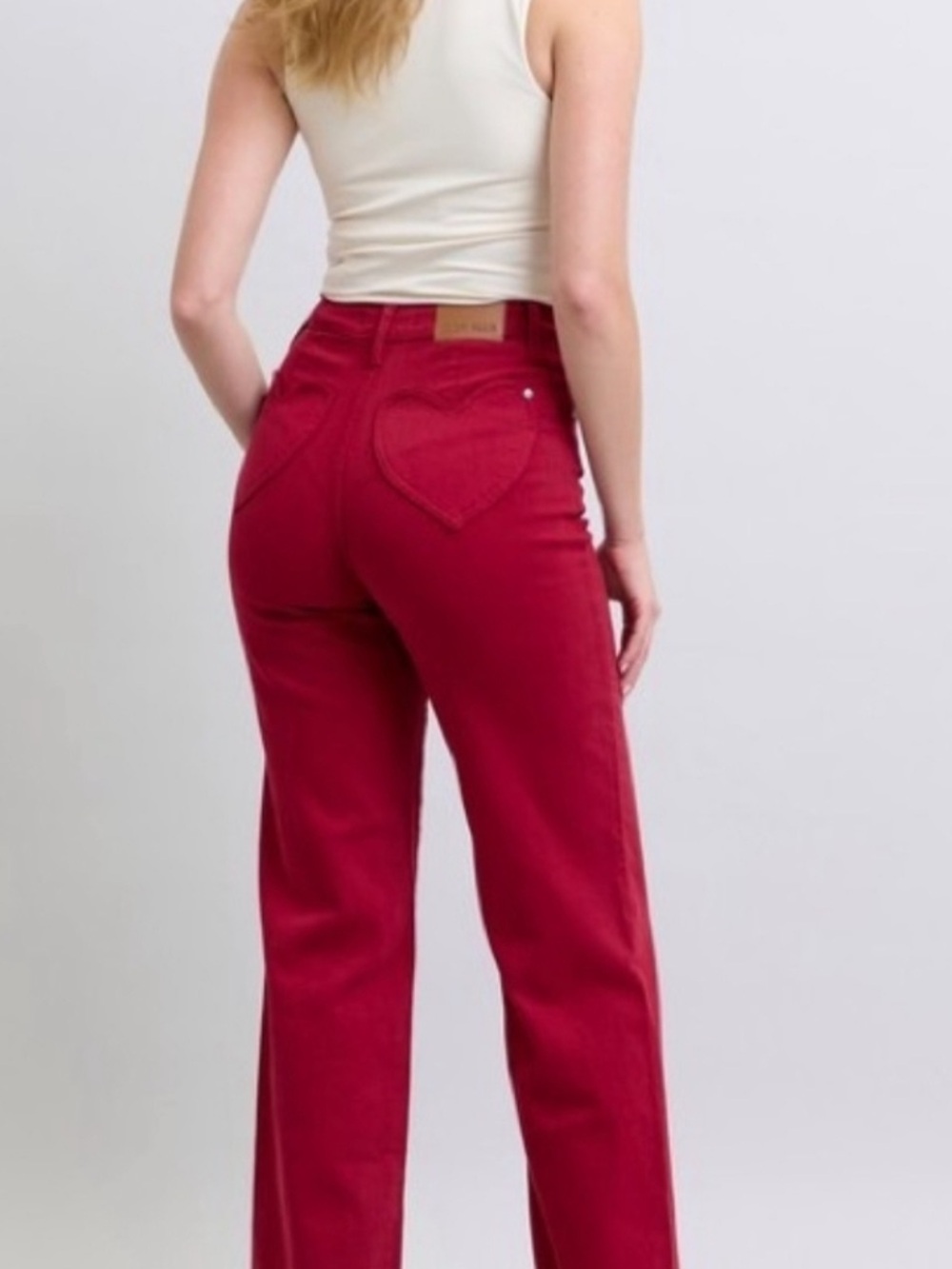 Judy Blue Heart Pocket High-Waist Straight Leg Jeans - Red (Size 9/29) NWT